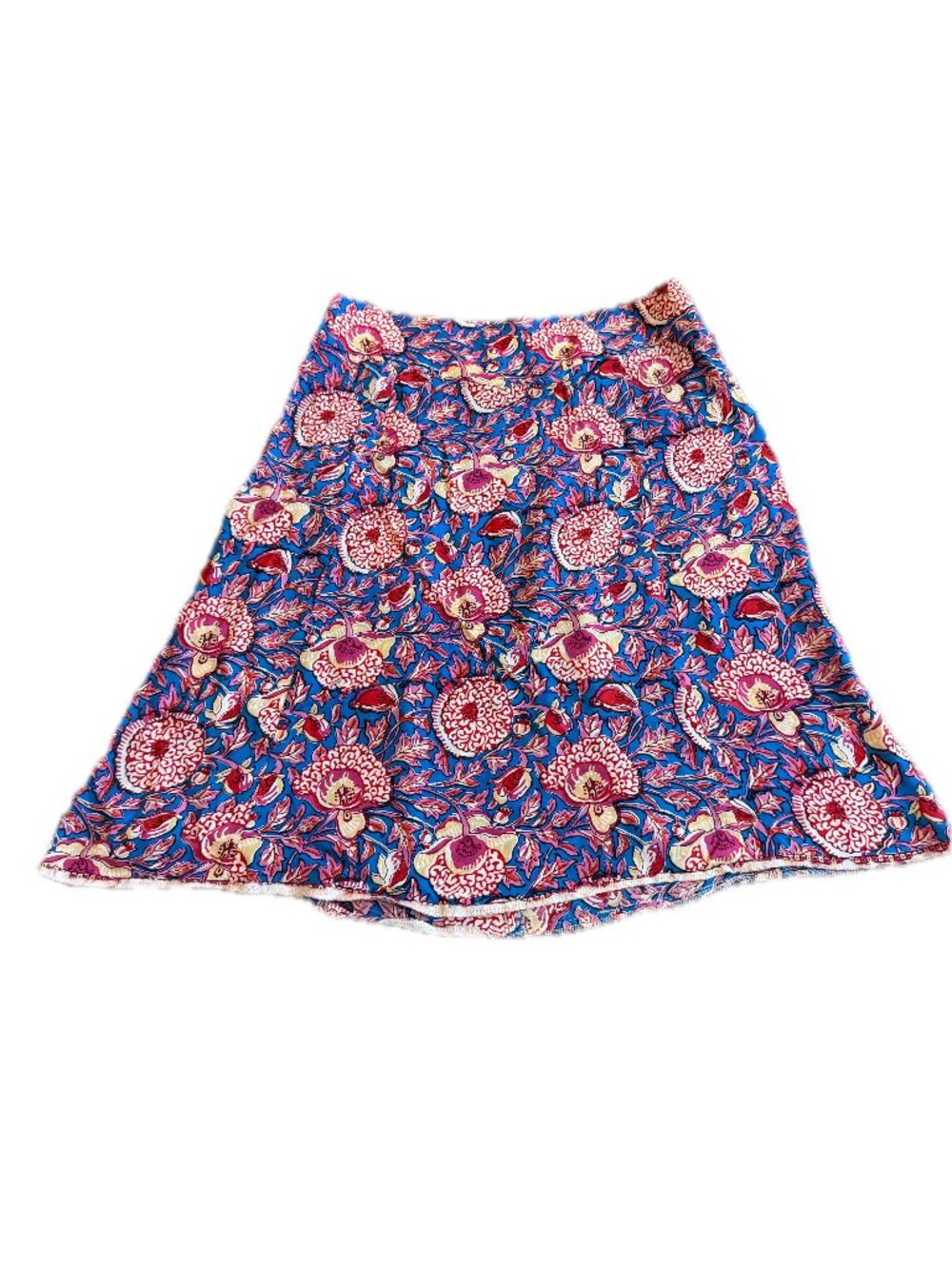 ba&sh Blue Pink Floral Print Boho A Line Flared Skirt Pomegranate Small Women's